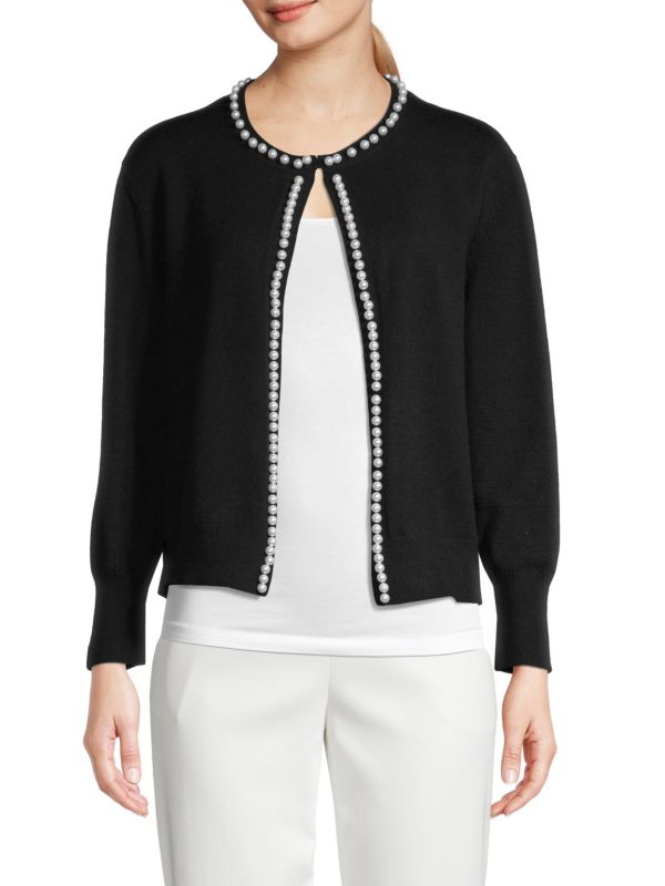 Clich Faux Pearl-Trim Cardigan